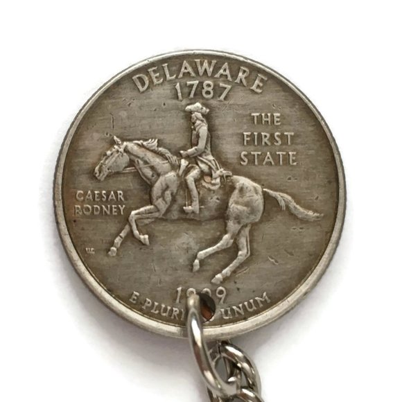 Tampa Coin Creations Other - Delaware State Quarter Keychain Coin Money Upcycled Unisex Stainless Steel